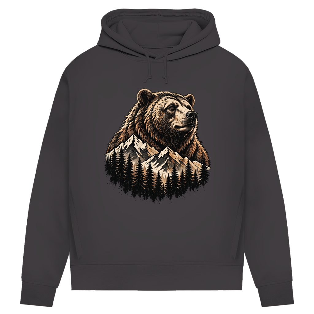 Damen Premium Bio Hoodie Daddybaer Baer Berge