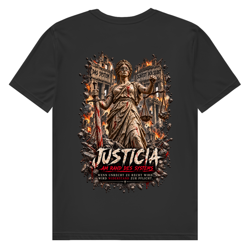 JUSTICIA – Herren Premium Bio T-Shirt – Backdruck
