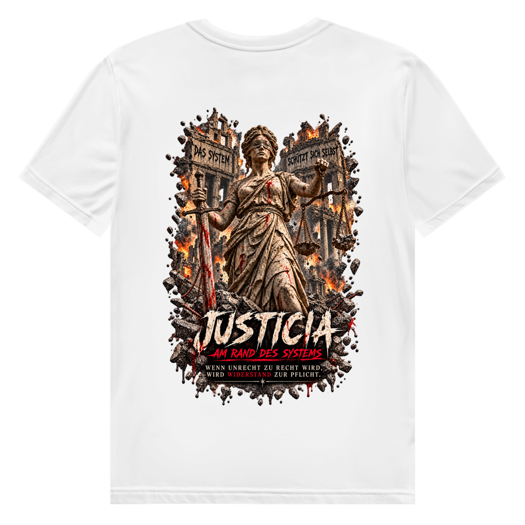 JUSTICIA – Herren Premium Bio T-Shirt – Backdruck