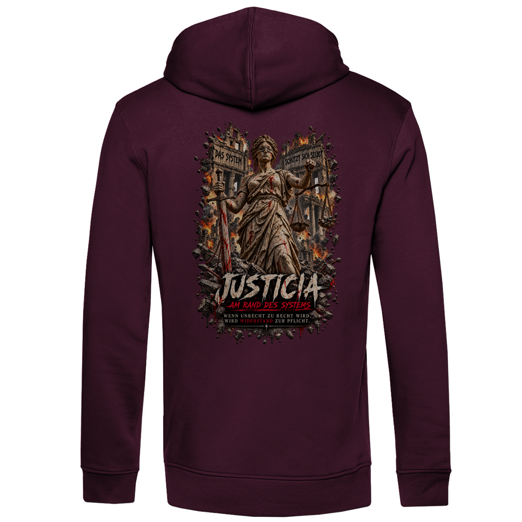 JUSTICIA – Herren Premium Bio Hoodie – Backdruck