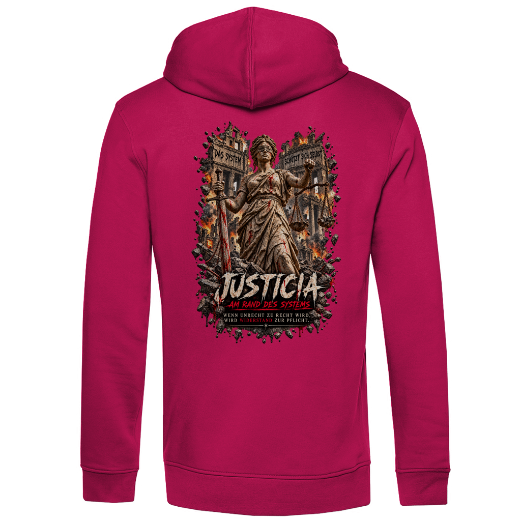 JUSTICIA – Herren Premium Bio Hoodie – Backdruck