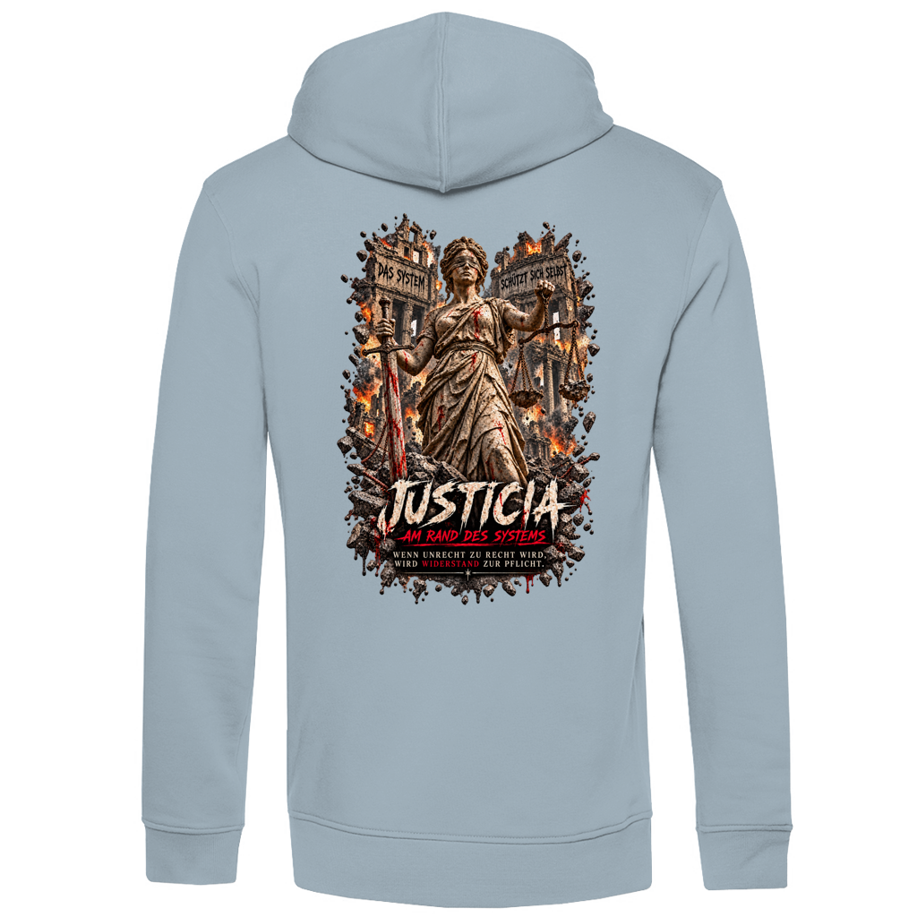 JUSTICIA – Herren Premium Bio Hoodie – Backdruck