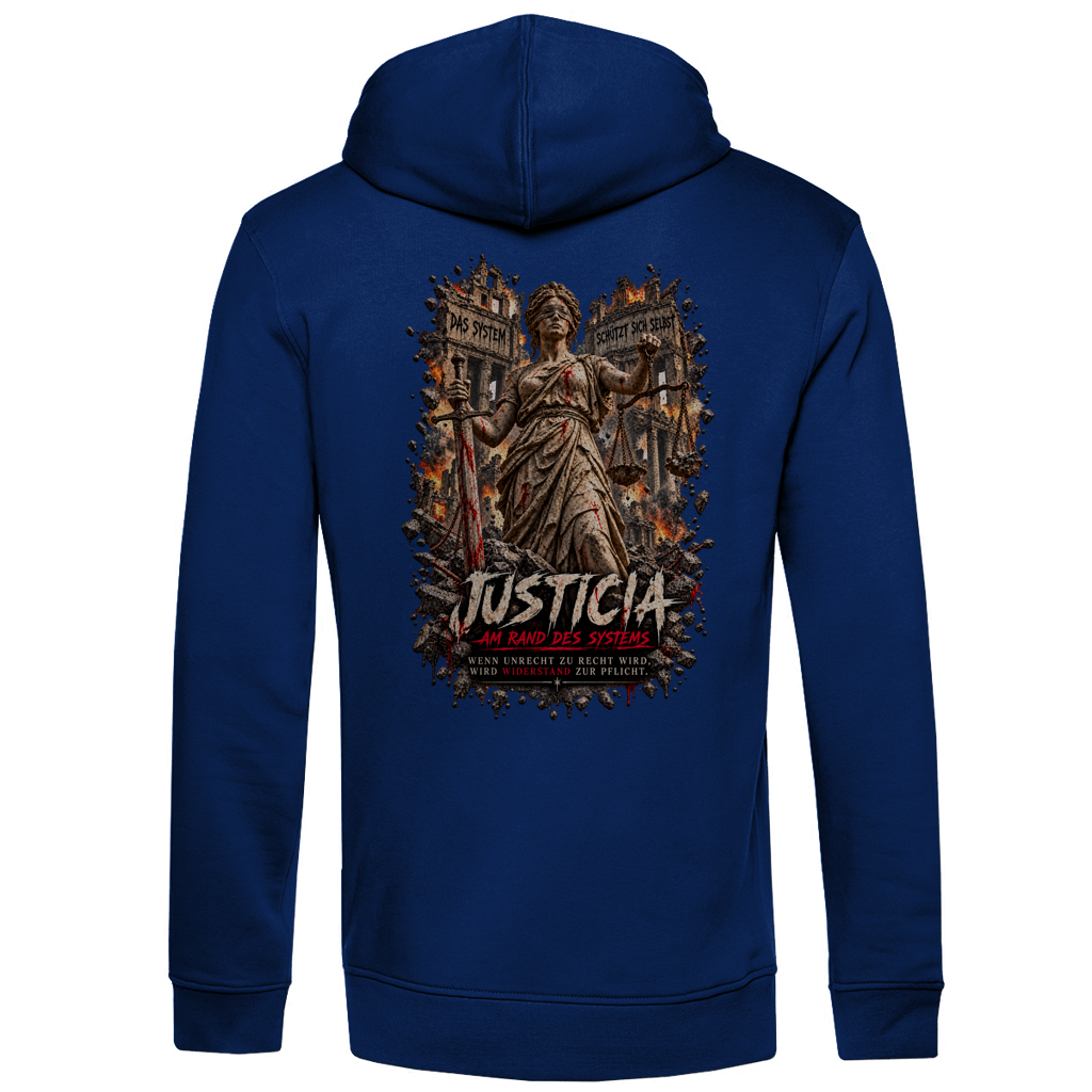 JUSTICIA – Herren Premium Bio Hoodie – Backdruck