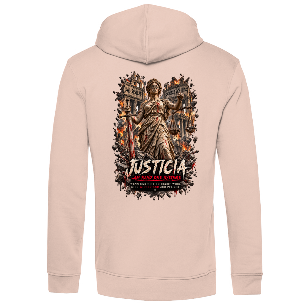 JUSTICIA – Herren Premium Bio Hoodie – Backdruck