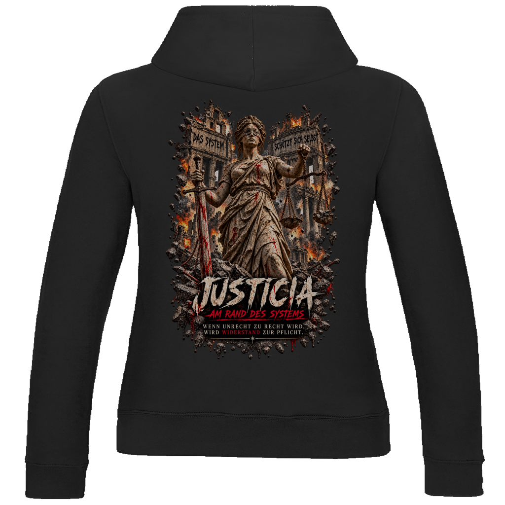 JUSTICIA – Damen Hoodie – Backdruck