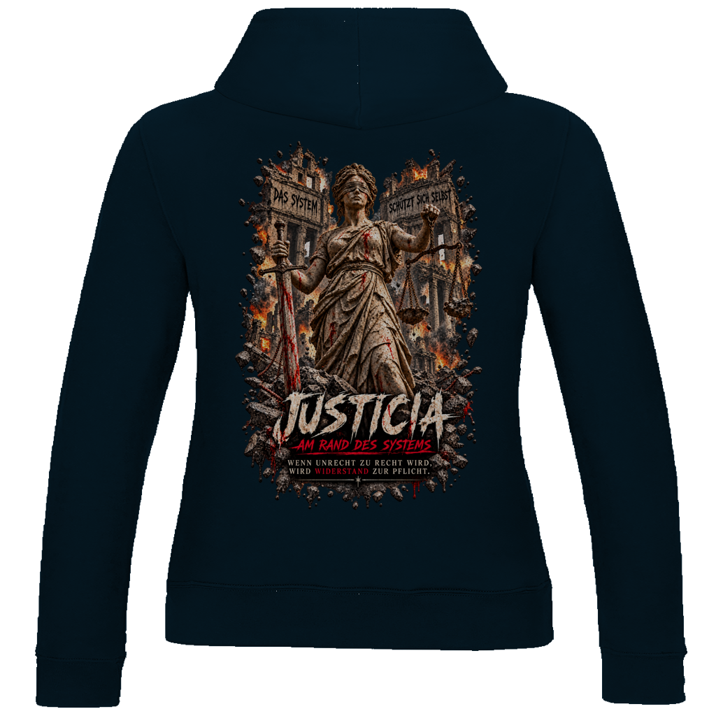 JUSTICIA – Damen Hoodie – Backdruck