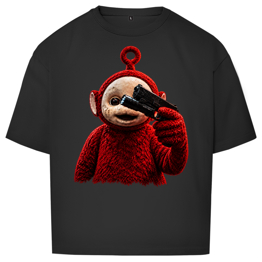 Oversize T-Shirt Retro-Maskottchen – Rot – Pistole