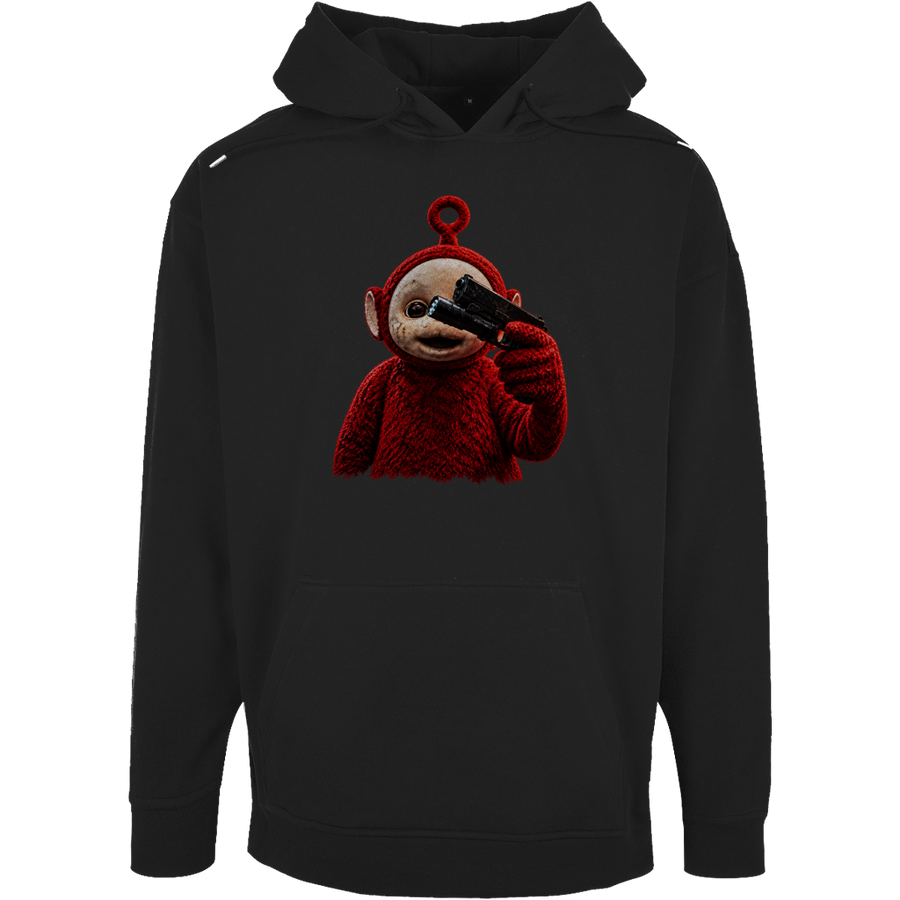 Unisex Oversize Hoodie Retro-Maskottchen – Rot – Pistole