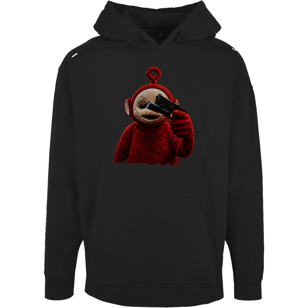 Unisex Oversize Hoodie Retro-Maskottchen – Rot – Pistole