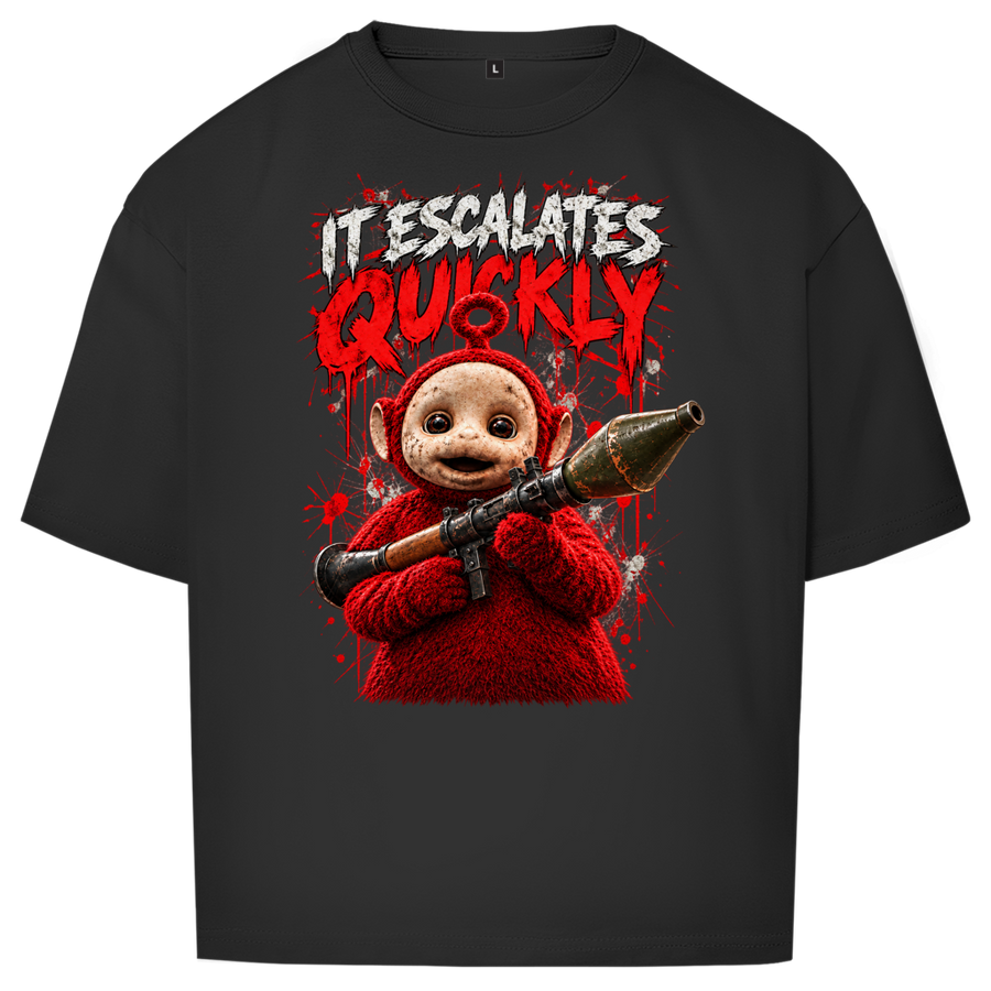 Oversize T-Shirt It Escalates Quickly – Retro-Maskottchen