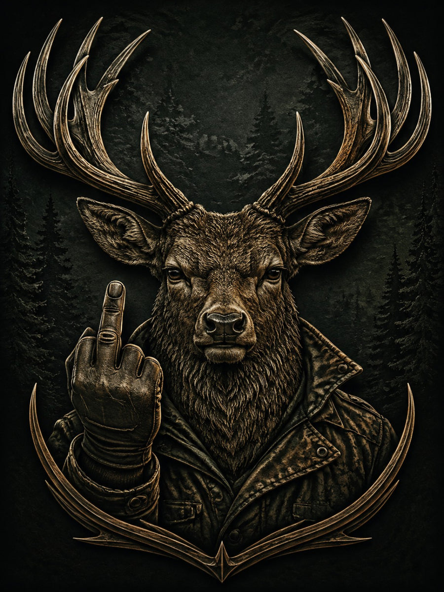 Sticker mit Motiv: Hirsch mit Mittelfinger