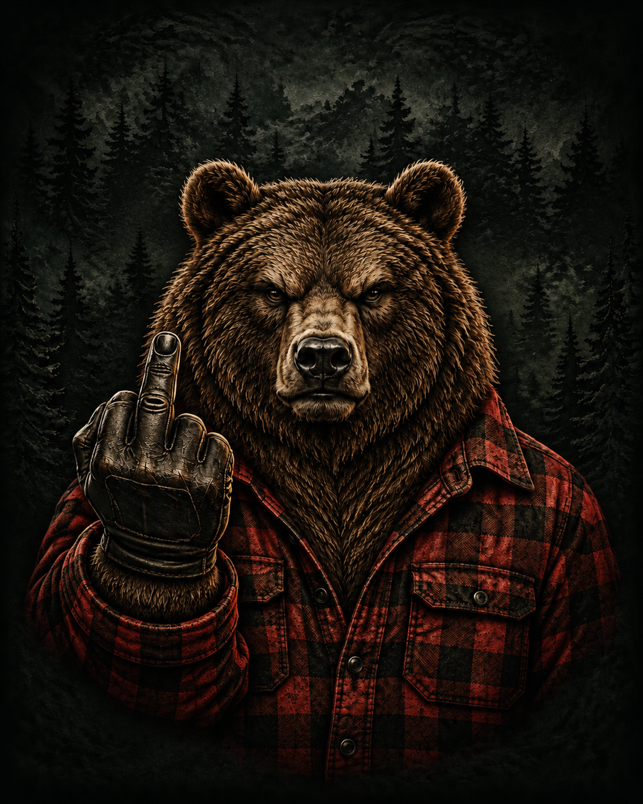 Sticker mit Motiv: Grizzly mit Mittelfinger
