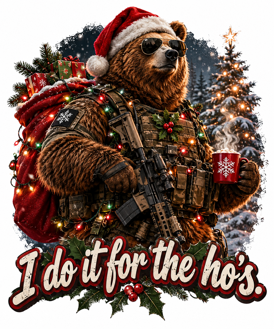 Sticker Weihnachtsbär Ho Ho Ho mit Geschenkesack