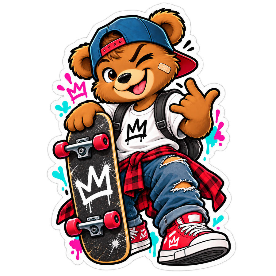 Sticker Skater-Bär – Freche Bärenbande