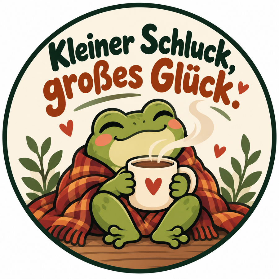 Sticker mit Motiv: Kleiner Schluck, großes Glück.