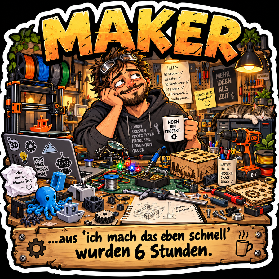 Sticker 'Maker – aus ich mach das eben schnell wurden 6 Stunden'