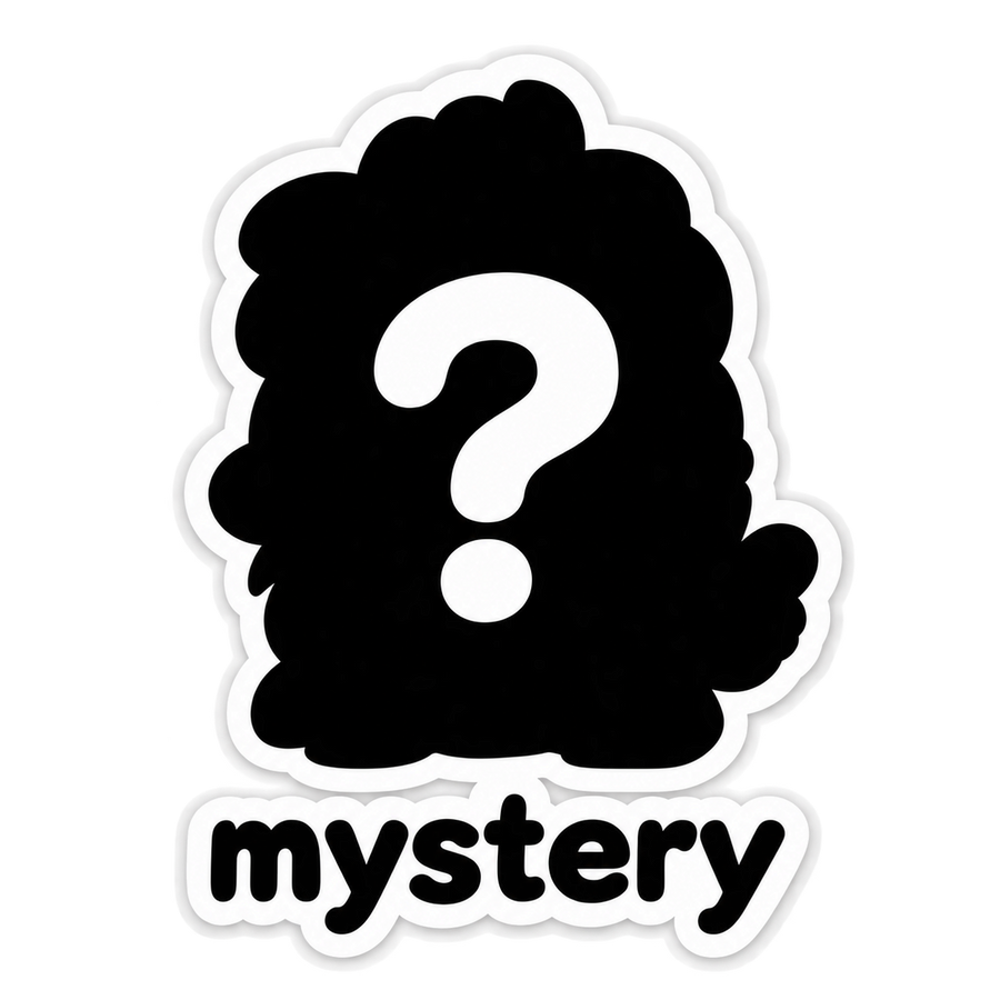 Mysterybox-Sticker mit Fragezeichen-Silhouette
