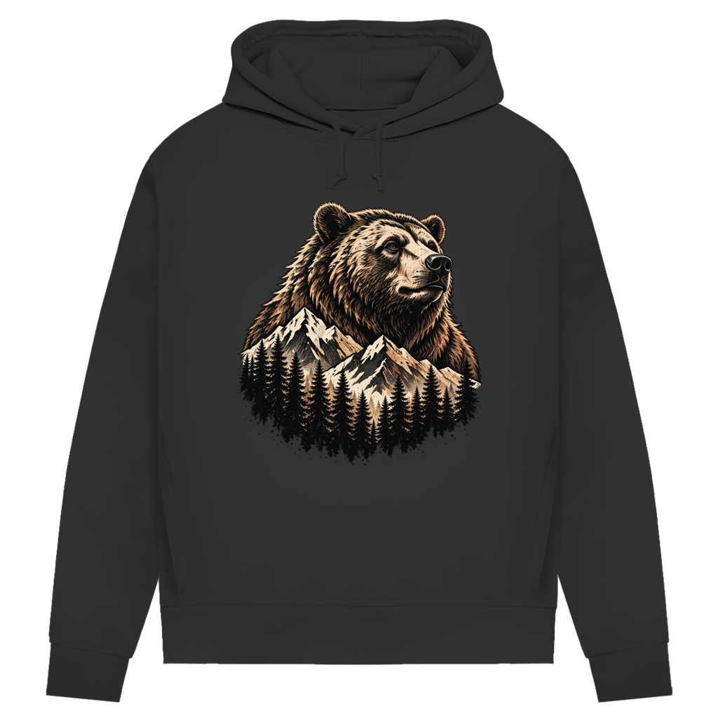 Damen Premium Bio Hoodie Daddybaer Baer Berge