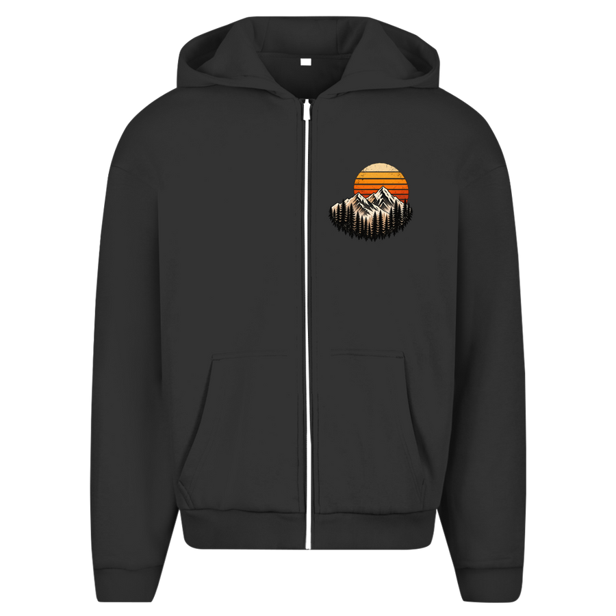 Herren Oversize Zipper Hoodie Daddybaer Berge Sonne