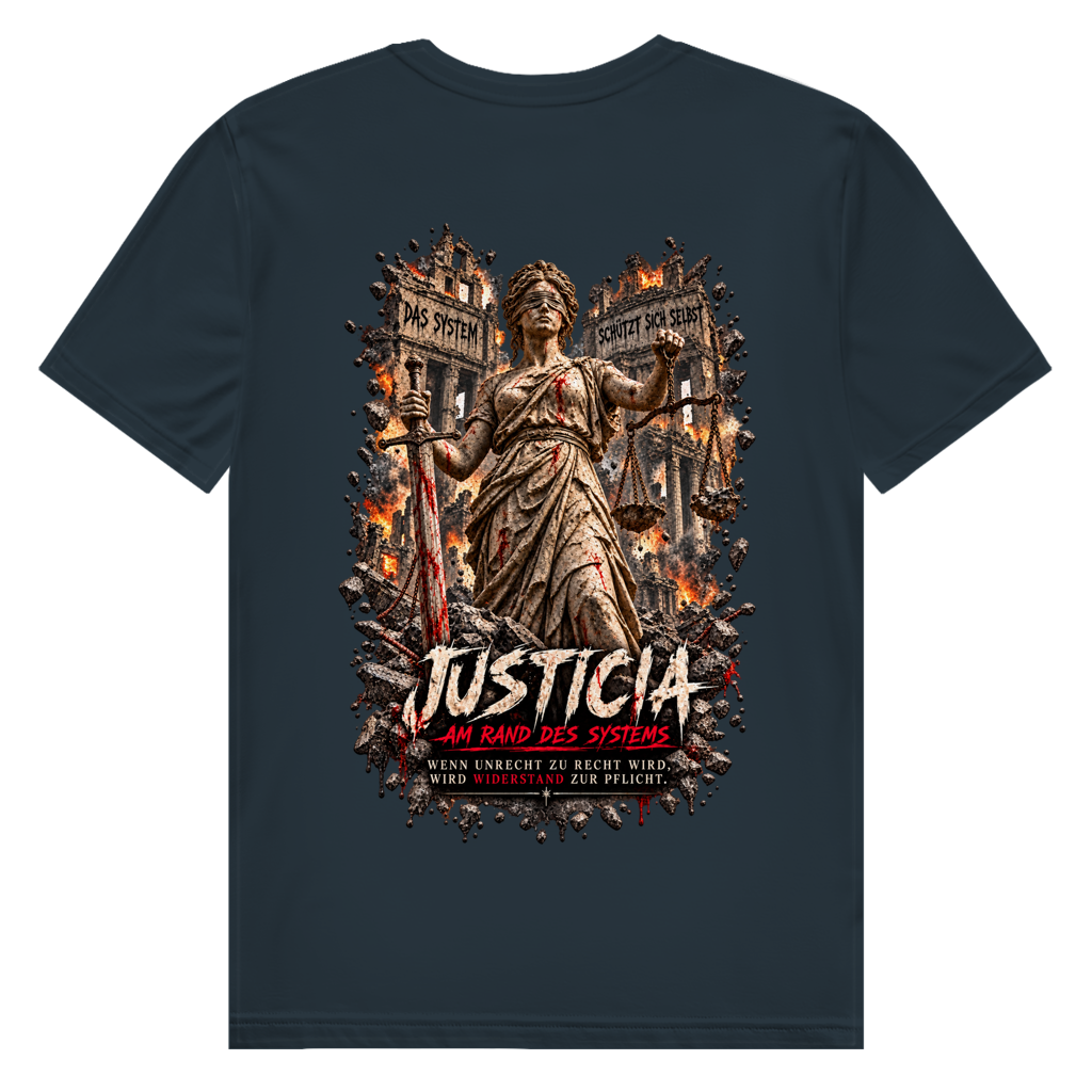 JUSTICIA – Herren Premium Bio T-Shirt – Backdruck