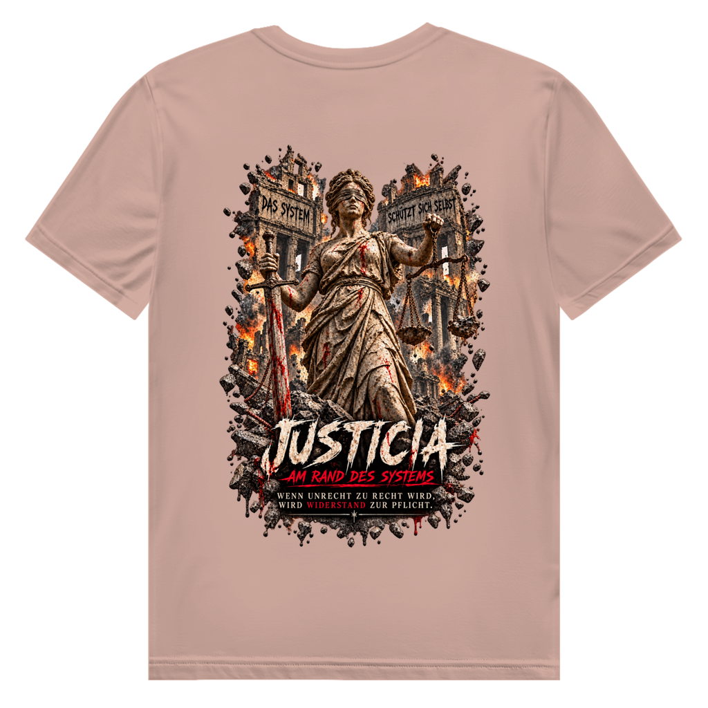 JUSTICIA – Herren Premium Bio T-Shirt – Backdruck