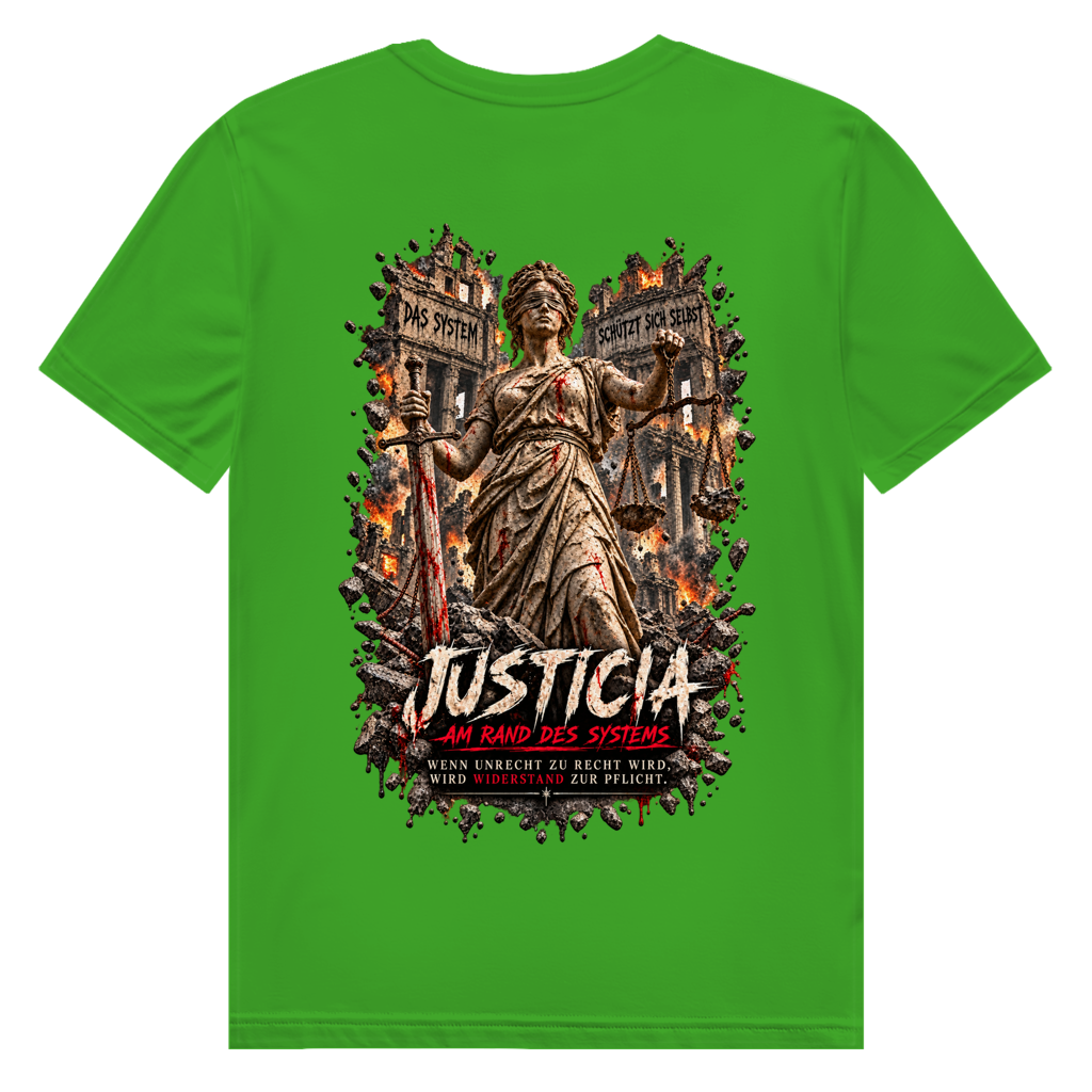 JUSTICIA – Herren Premium Bio T-Shirt – Backdruck