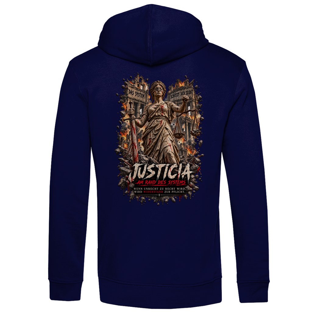 JUSTICIA – Herren Premium Bio Hoodie – Backdruck