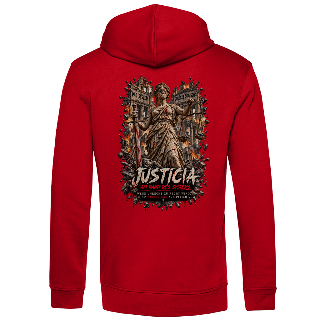 JUSTICIA – Herren Premium Bio Hoodie – Backdruck