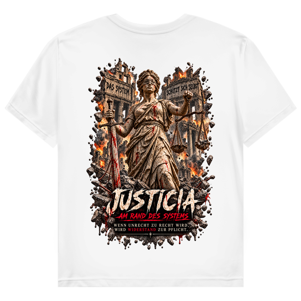 JUSTICIA – Damen T-Shirt – Backdruck