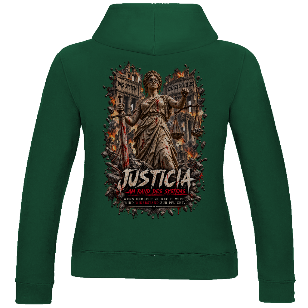 JUSTICIA – Damen Hoodie – Backdruck