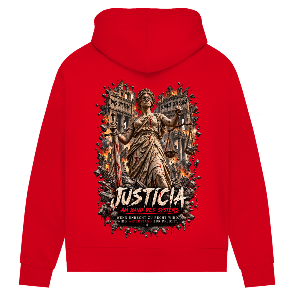JUSTICIA – Damen Premium Bio Hoodie – Backdruck