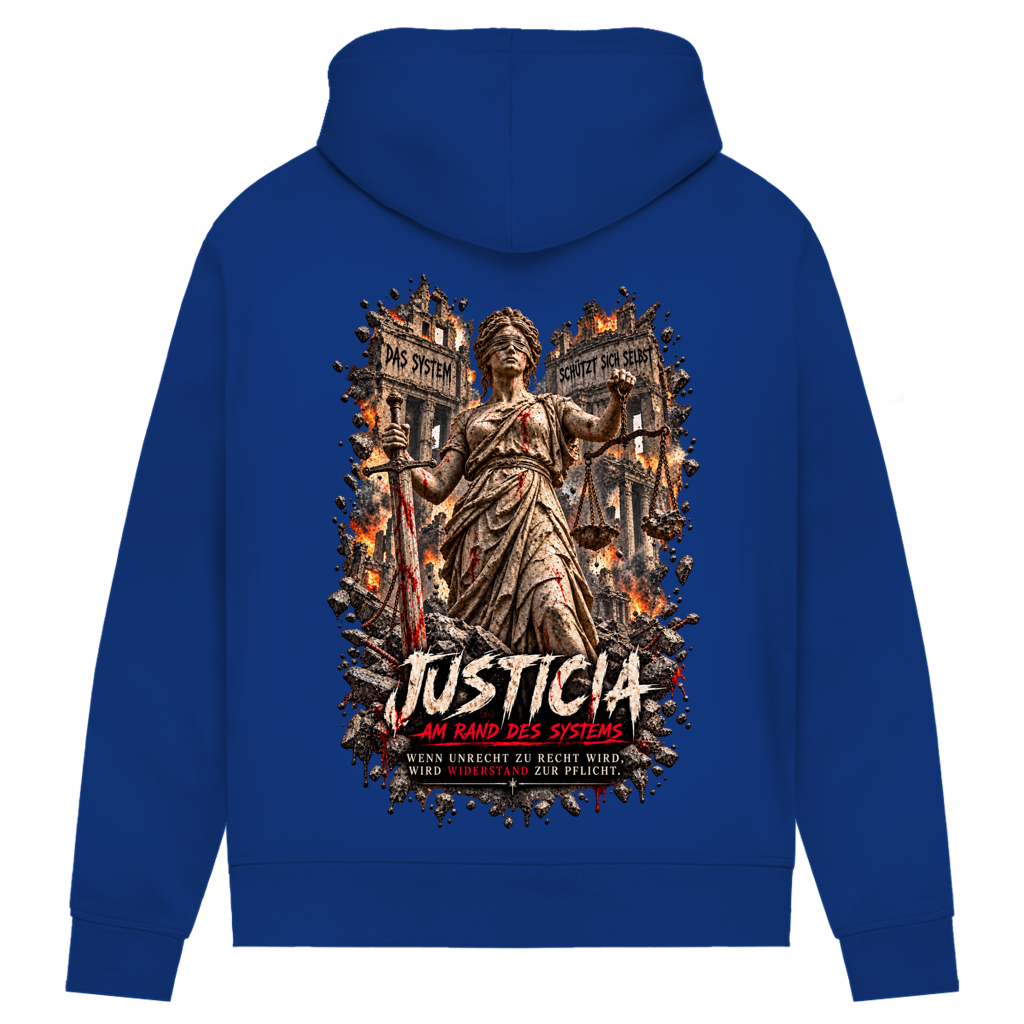 JUSTICIA – Damen Premium Bio Hoodie – Backdruck