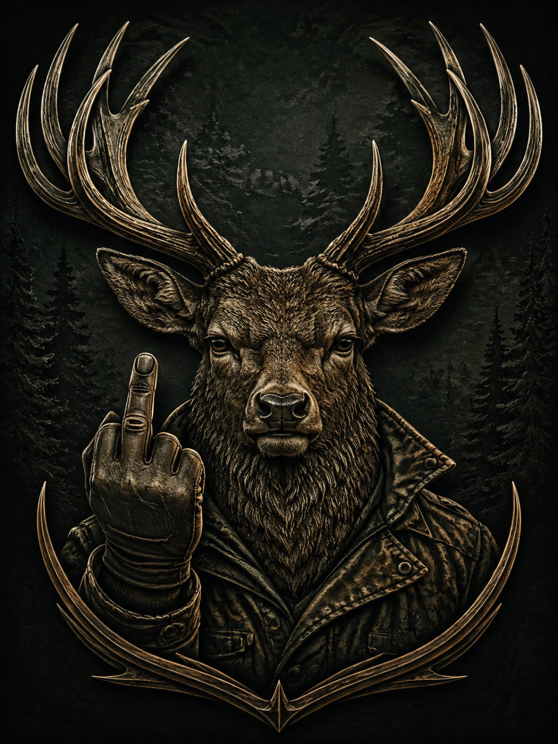 Sticker mit Motiv: Hirsch mit Mittelfinger