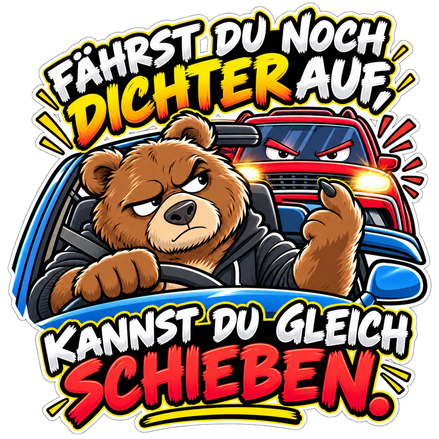 Sticker Fährst du noch dichter auf, kannst du gleich schieben