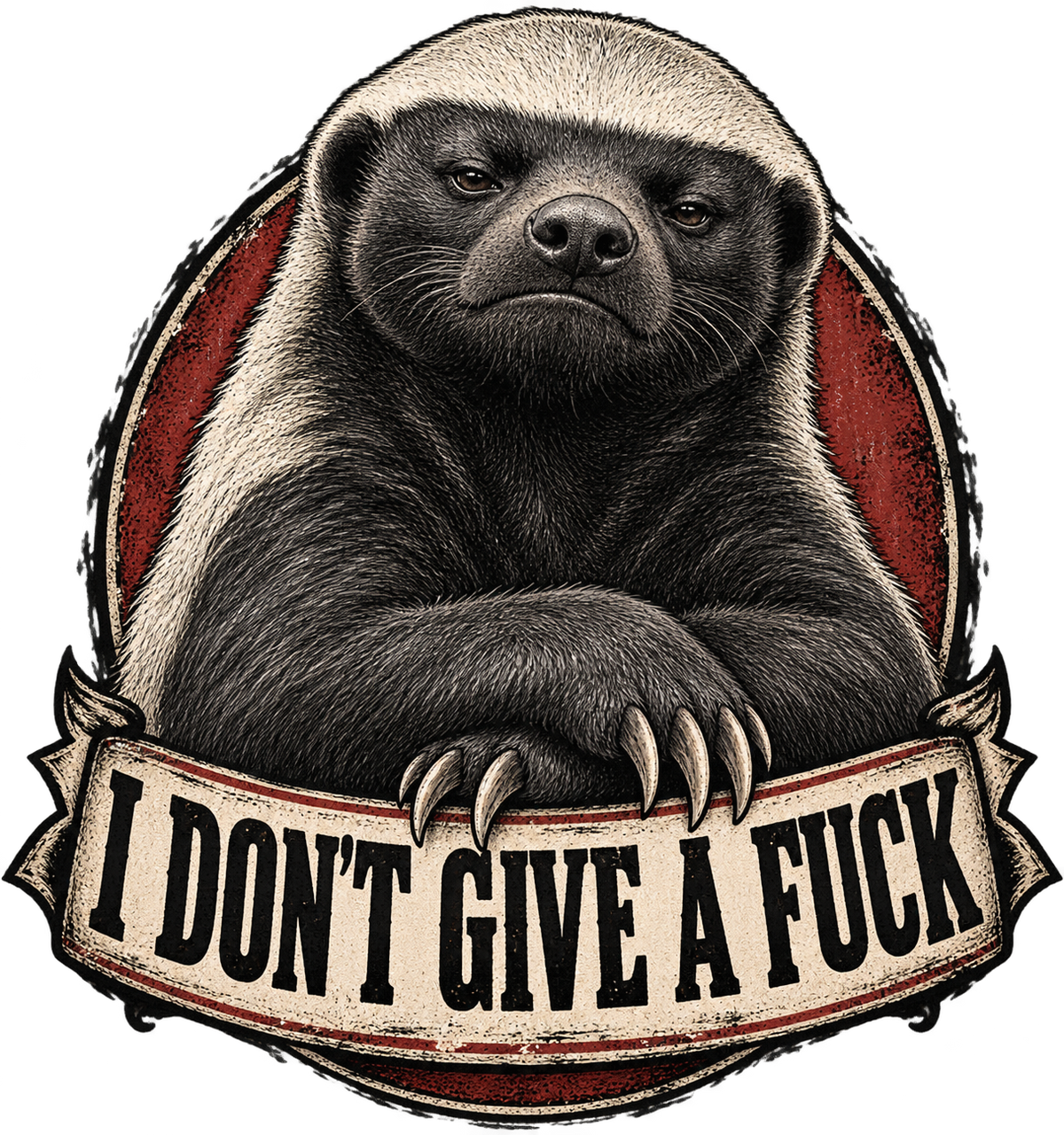 Sticker mit Motiv: I Don't Give A Fuck (Honigdachs)