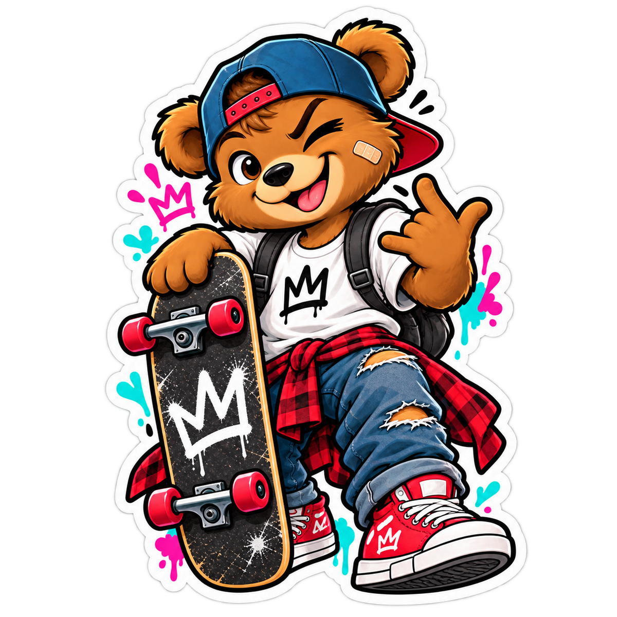Sticker Skater-Bär – Freche Bärenbande